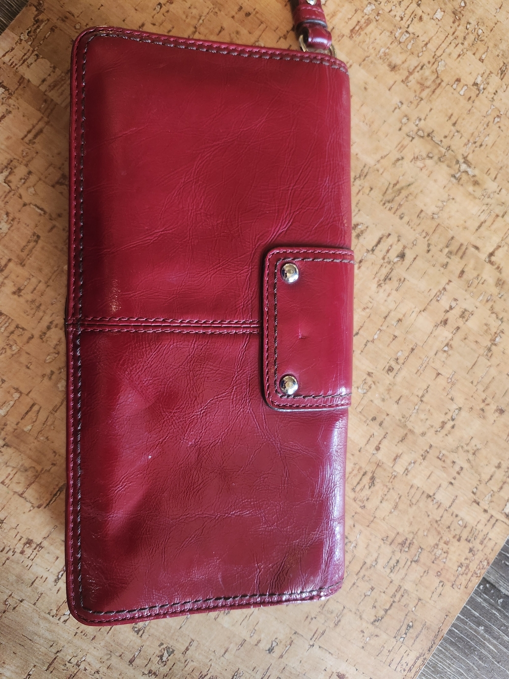 Coach Cherry Red Leather Wristlet with Silver Buckle - Picture 3 of 9